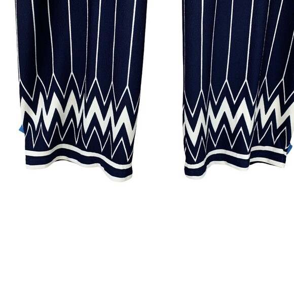 Lipslide Cabana Pants Women L Navy & White Stripe and Border Hem Elastic Waist - Picture 2 of 9